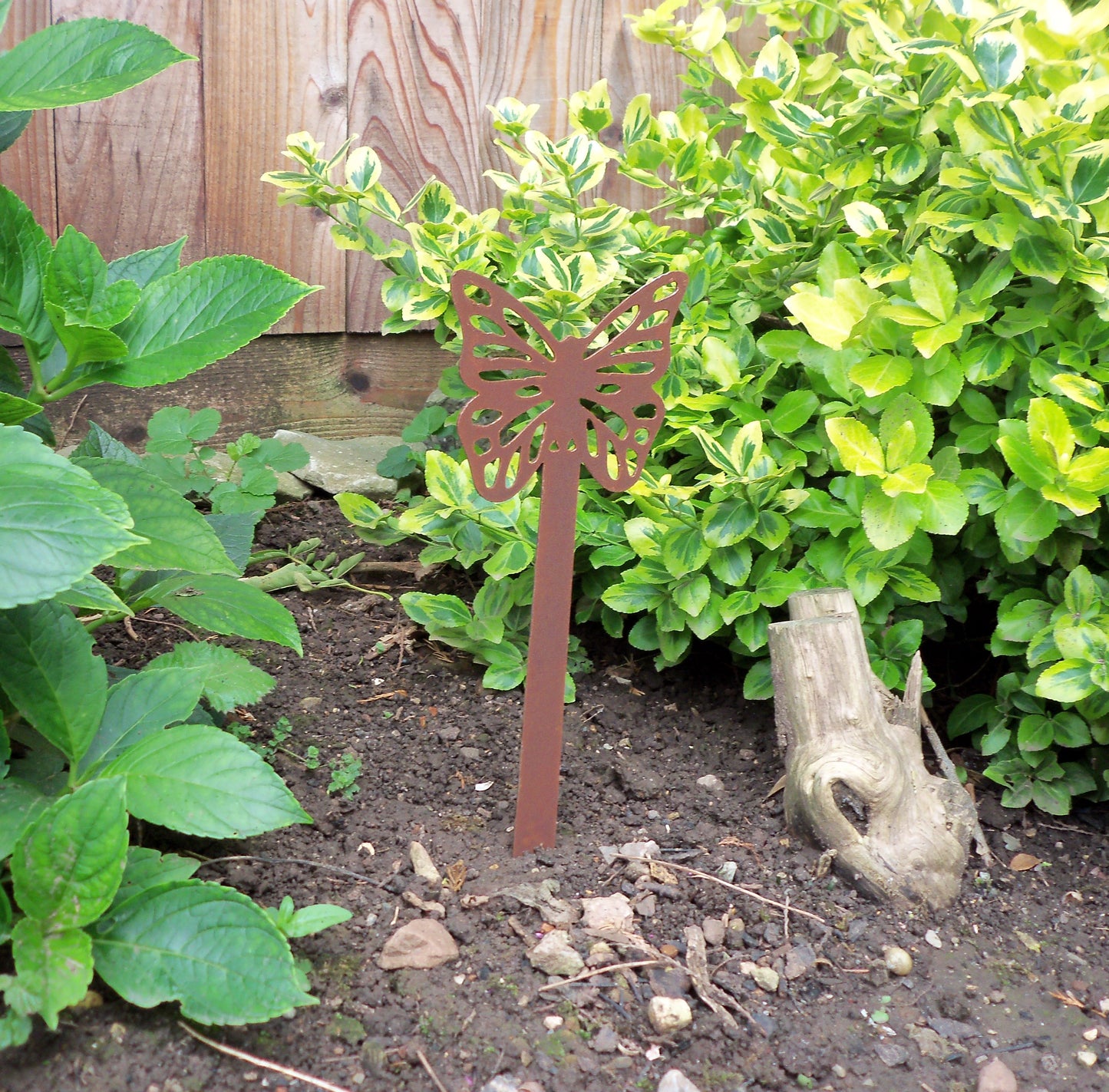 Rusty Metal BUTTERFLY Garden Stake. Rustic Plant Pot Ornament. Metal Garden Butterfly Decoration. Rusted Steel Garden Art. Birthday Gift.