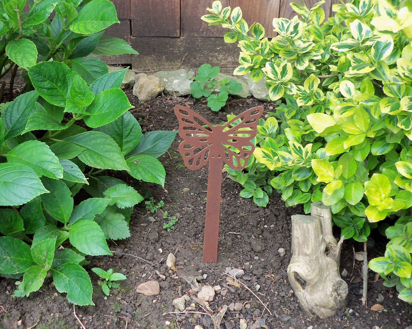 Rusty Metal BUTTERFLY Garden Stake. Rustic Plant Pot Ornament. Metal Garden Butterfly Decoration. Rusted Steel Garden Art. Birthday Gift.