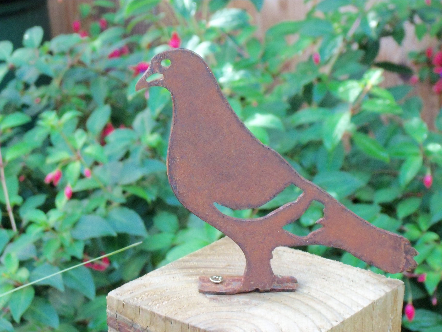 Rusty Metal PIGEON Bird Garden Ornament. Rustic Fence Post Topper. Metal Garden Pigeon Decoration. Rusted Steel Garden Art. Birthday Gift.