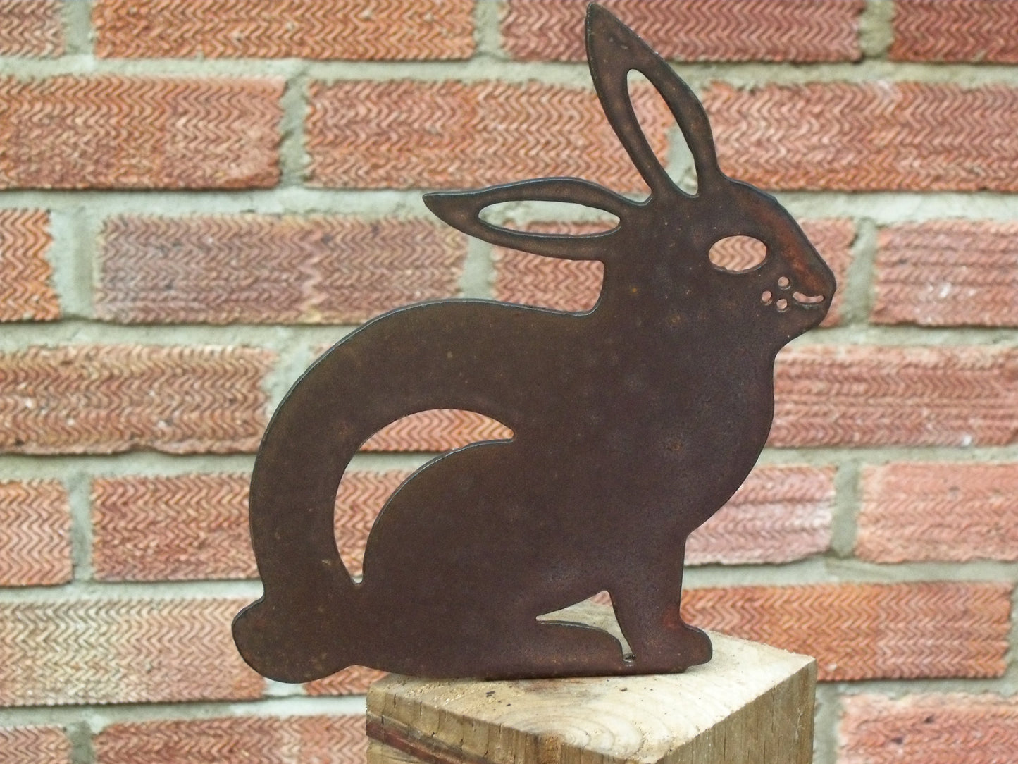 Rusty Metal RABBIT Garden Ornament. Rustic Fence Post Topper. Metal Garden Rabbit Decoration. Rusted Steel Garden Art. Birthday Gift Mum.