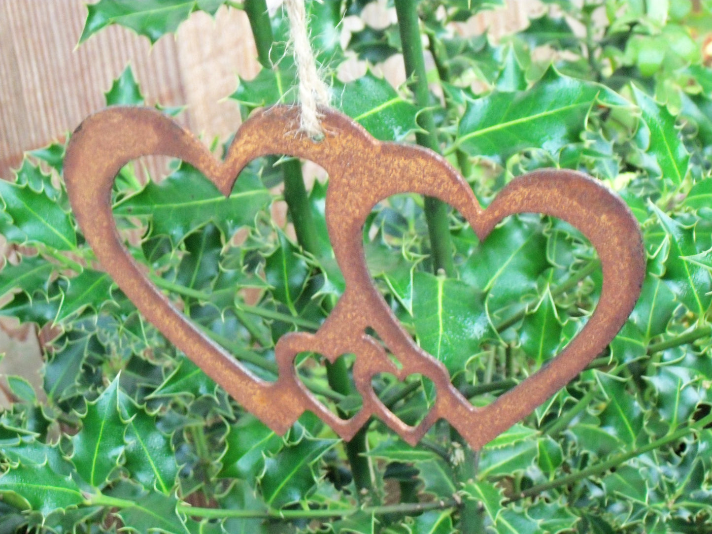 Rusty Metal Group of HEARTS Garden Ornament. Rustic Garden Decor. Metal HEART Garden Decoration. Rusted Steel Garden Art. Birthday Gift Love