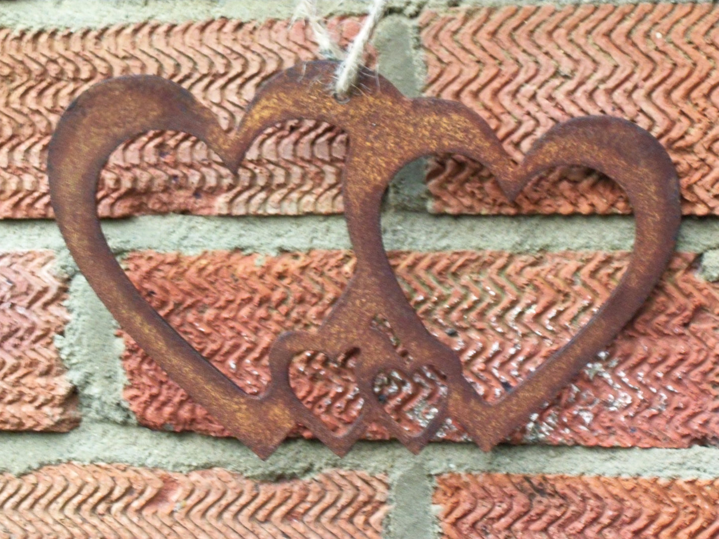 Rusty Metal Group of HEARTS Garden Ornament. Rustic Garden Decor. Metal HEART Garden Decoration. Rusted Steel Garden Art. Birthday Gift Love