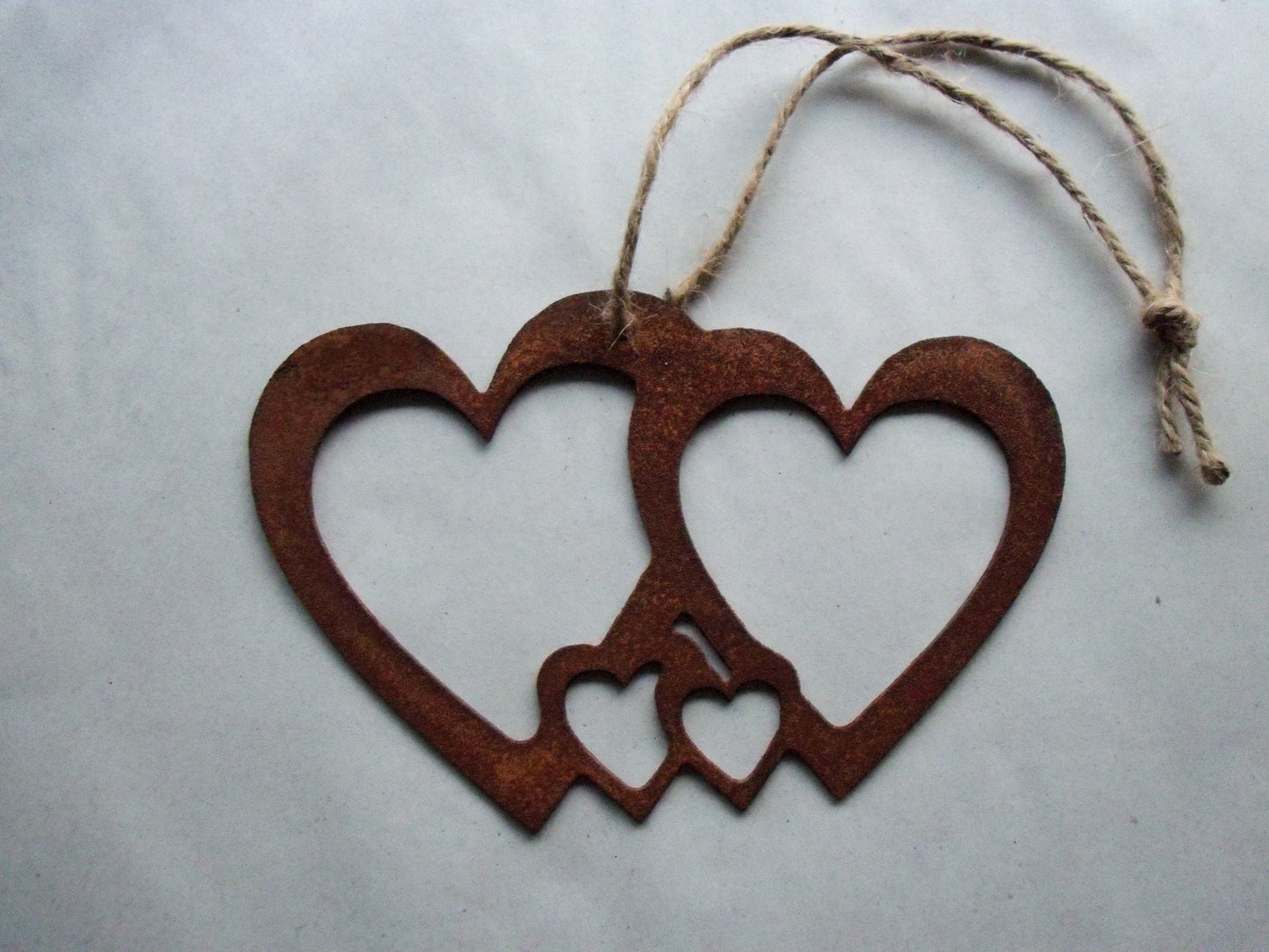 Rusty Metal Group of HEARTS Garden Ornament. Rustic Garden Decor. Metal HEART Garden Decoration. Rusted Steel Garden Art. Birthday Gift Love