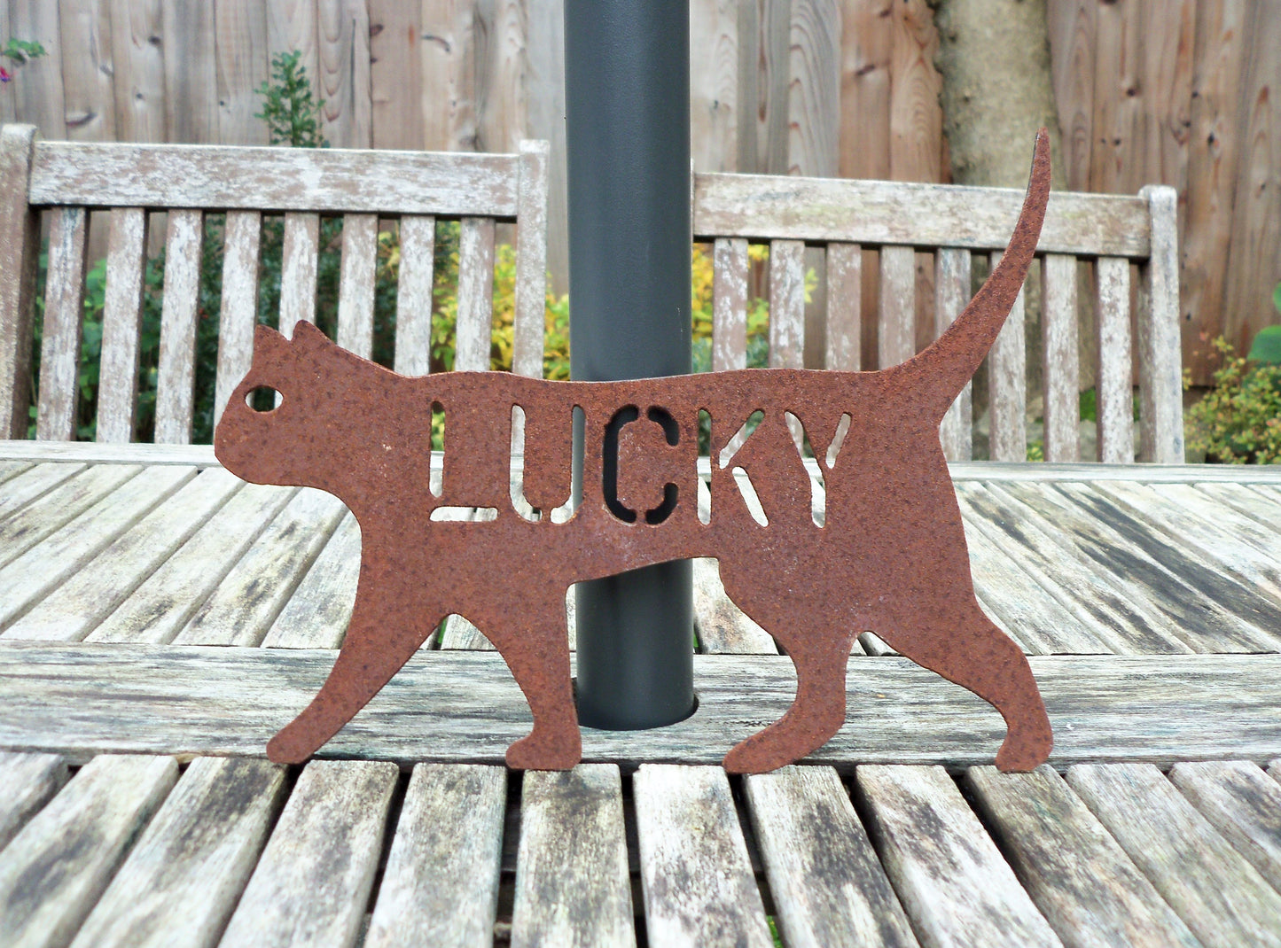 Personalised Rusty/Plain Steel Metal CAT Sign Home & Garden Ornament. Rustic CAT Wall Decoration. Steel Art Decor Plaque.