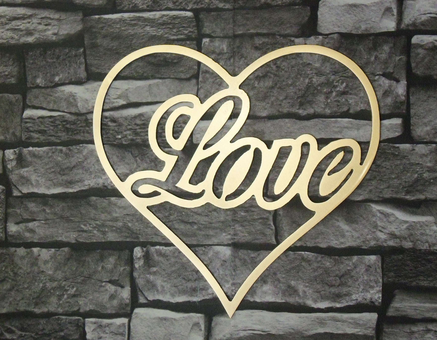 Gold Painted Metal HEART with LOVE Home & Garden Ornament. Metal Love HEART Home Decoration. Painted Steel Home Art Decor. Birthday Gift Mum