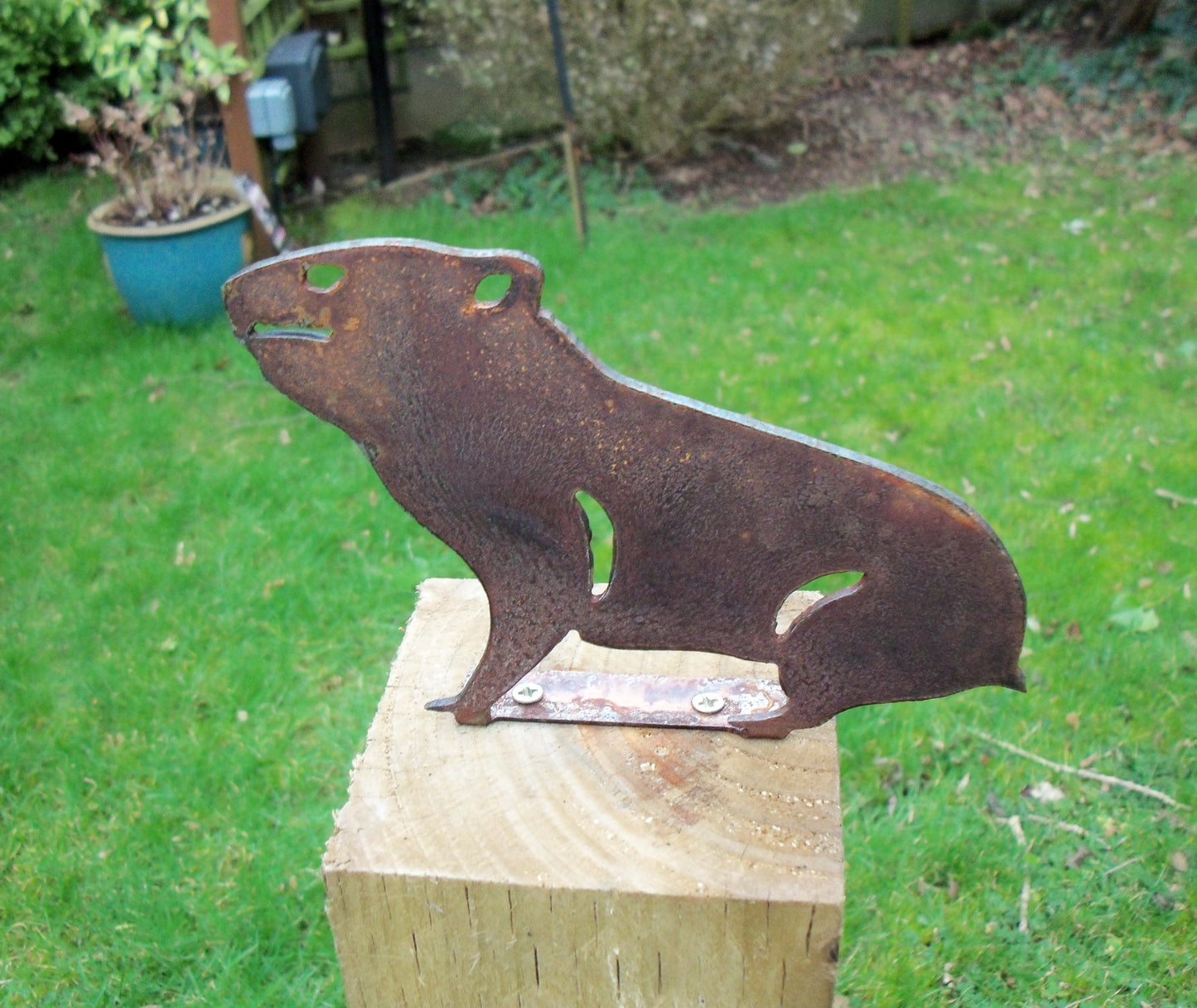 Rusty Metal HAMSTER Garden Ornament. Rustic Fence Post Topper. Metal Garden HAMSTER Decoration. Rusted Steel Garden Art. Birthday Gift.