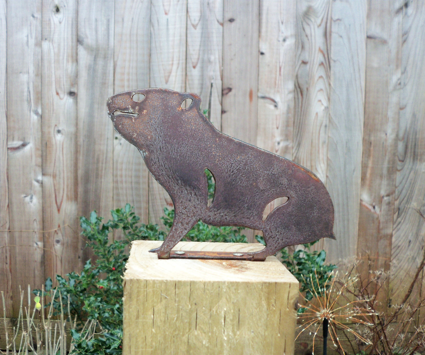 Rusty Metal HAMSTER Garden Ornament. Rustic Fence Post Topper. Metal Garden HAMSTER Decoration. Rusted Steel Garden Art. Birthday Gift.