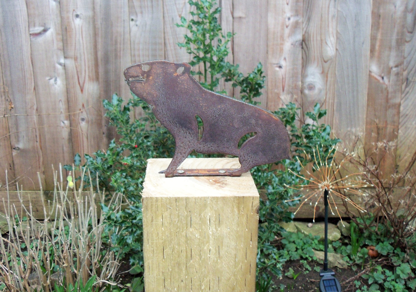 Rusty Metal HAMSTER Garden Ornament. Rustic Fence Post Topper. Metal Garden HAMSTER Decoration. Rusted Steel Garden Art. Birthday Gift.