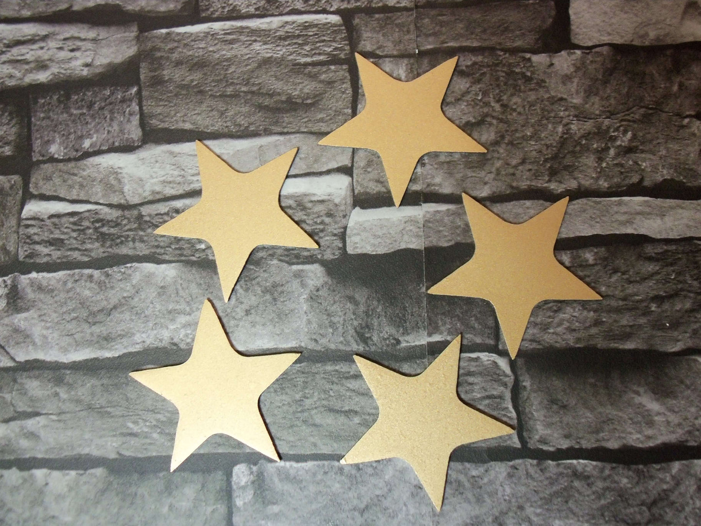 Gold Painted Metal STARS x 5 Home & Garden Ornament. Metal STAR Home Decoration. Gold Painted Steel Home Art Decor. Birthday Present Mother.
