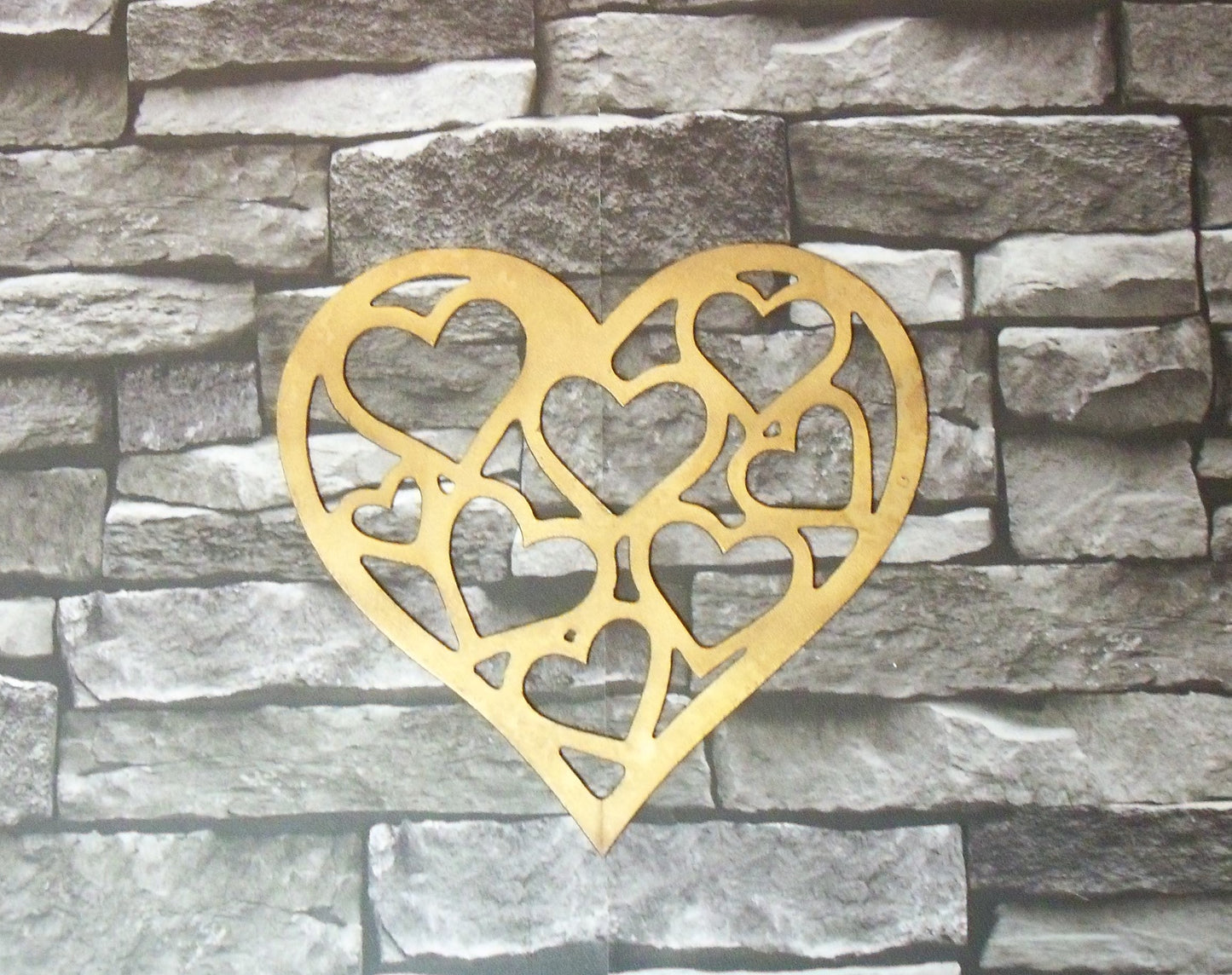 Rusty Metal LOVE HEART of HEARTS with Antiqued Gold Finish -S. Garden Ornament. Rustic Garden Art Decor. Metal Steel Home Heart Decoration.