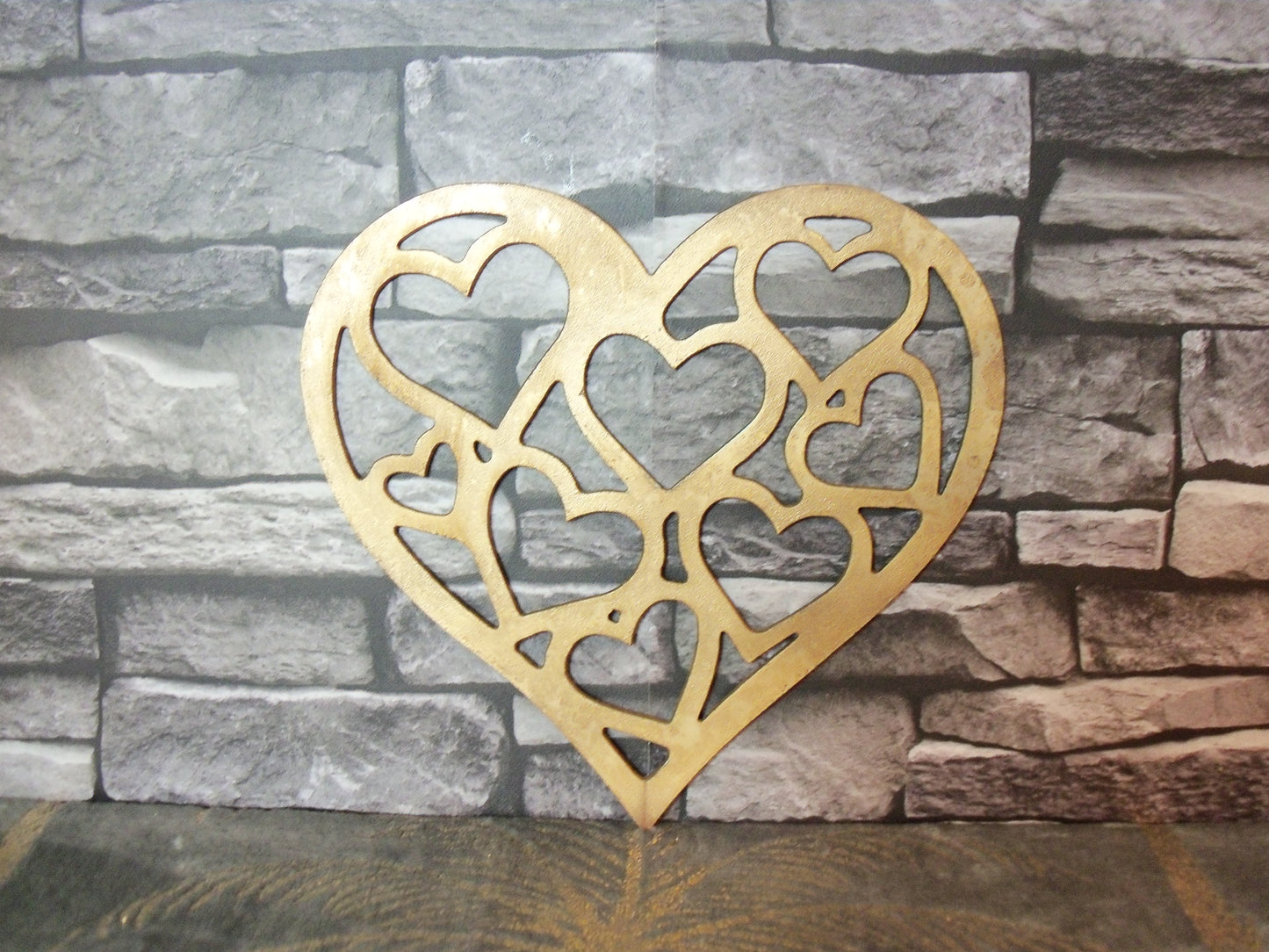 Rusty Metal LOVE HEART of HEARTS with Antiqued Gold Finish -S. Garden Ornament. Rustic Garden Art Decor. Metal Steel Home Heart Decoration.