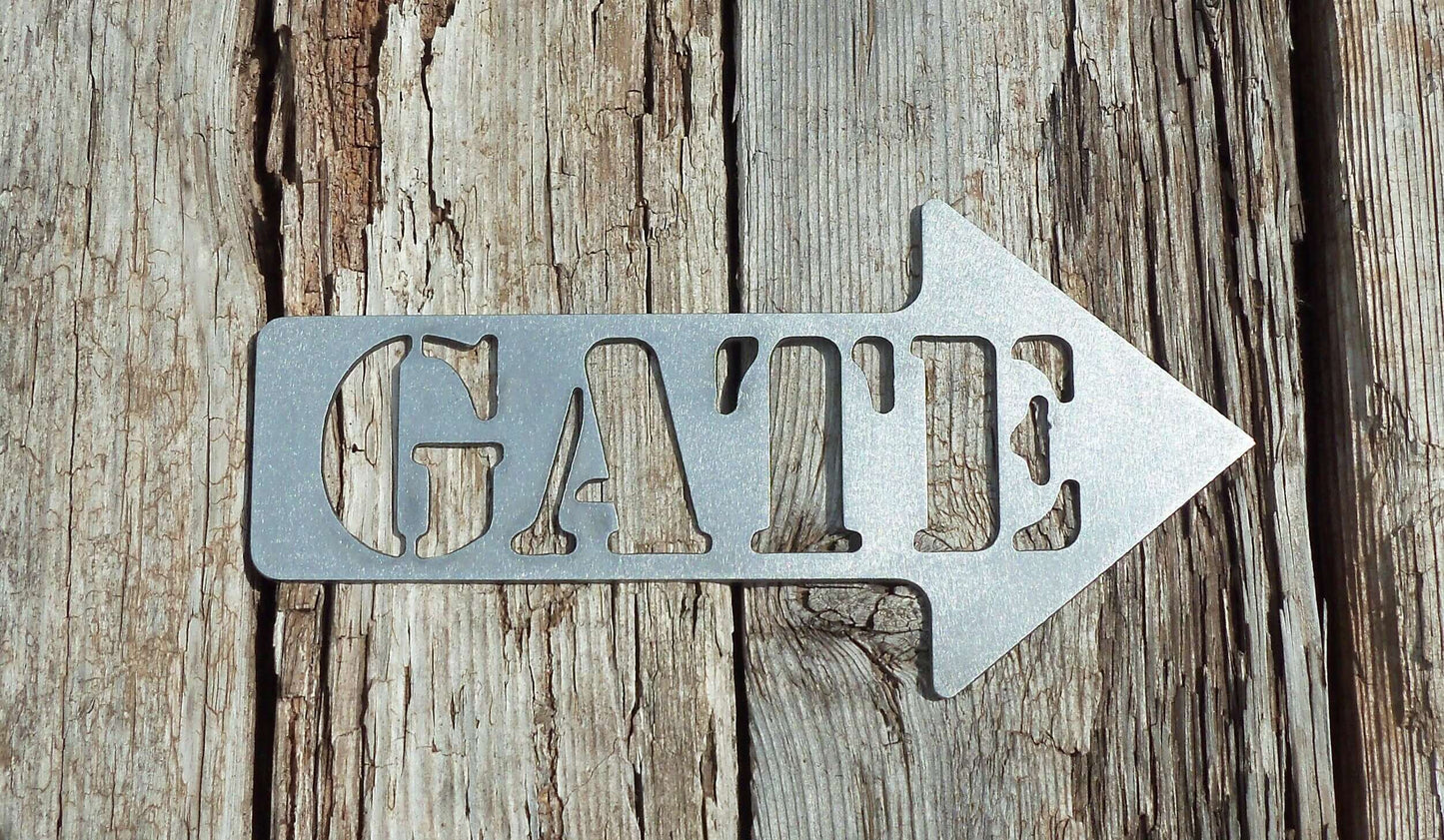 Metal ARROW -'GATE' Left/Right/Ahead Sign Garden Ornament. Rustic Garden Decor. Metal Garden Direction ARROW Decoration. Steel Garden Art.