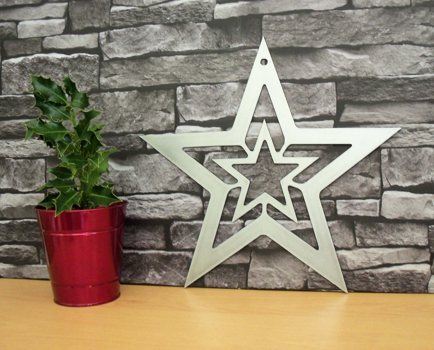 Metal STAR with STAR Hanging Garden Ornament. Rustic Garden Decor. Metal STAR Decoration. Steel Home & Garden Wall Tree Art. Christmas Gift