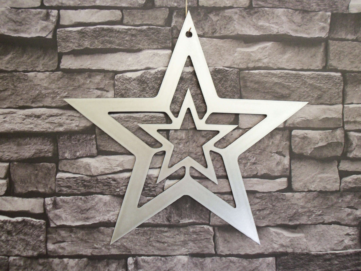 Rusty Metal STAR with STAR Hanging Garden Ornament. Rustic Garden Decor. Rusted Steel Garden Art Metal STAR Garden Decoration Christmas Gift