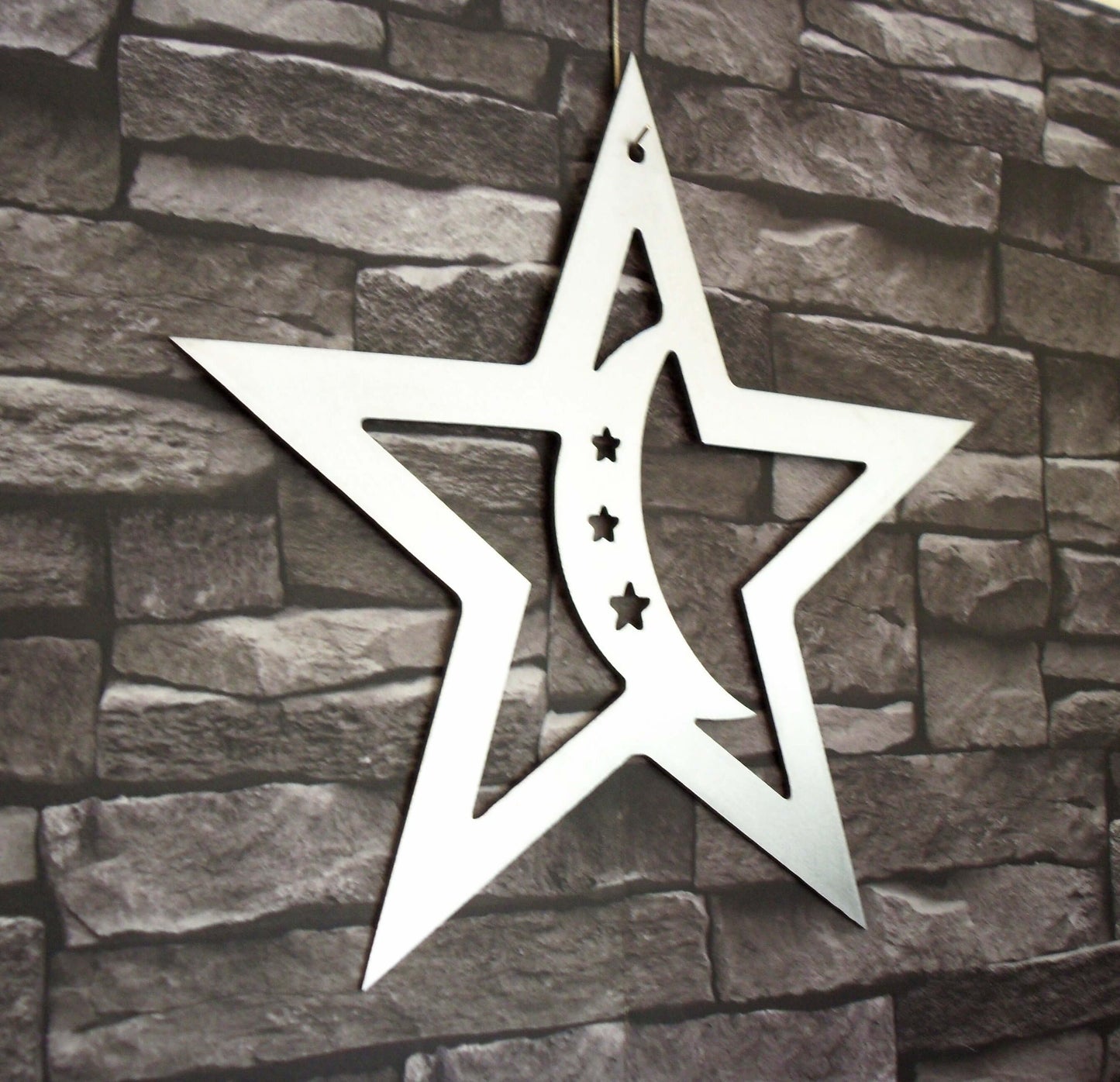 Metal STAR with MOON Hanging Garden Ornament. Rustic Garden Decor. Metal STAR Decoration. Steel Home & Garden Wall Tree Art. Christmas Gift