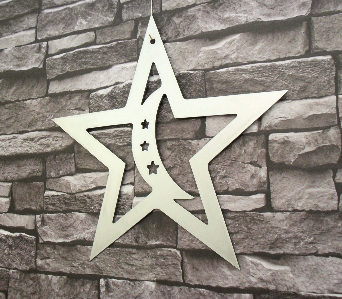 Metal STAR with MOON Hanging Garden Ornament. Rustic Garden Decor. Metal STAR Decoration. Steel Home & Garden Wall Tree Art. Christmas Gift