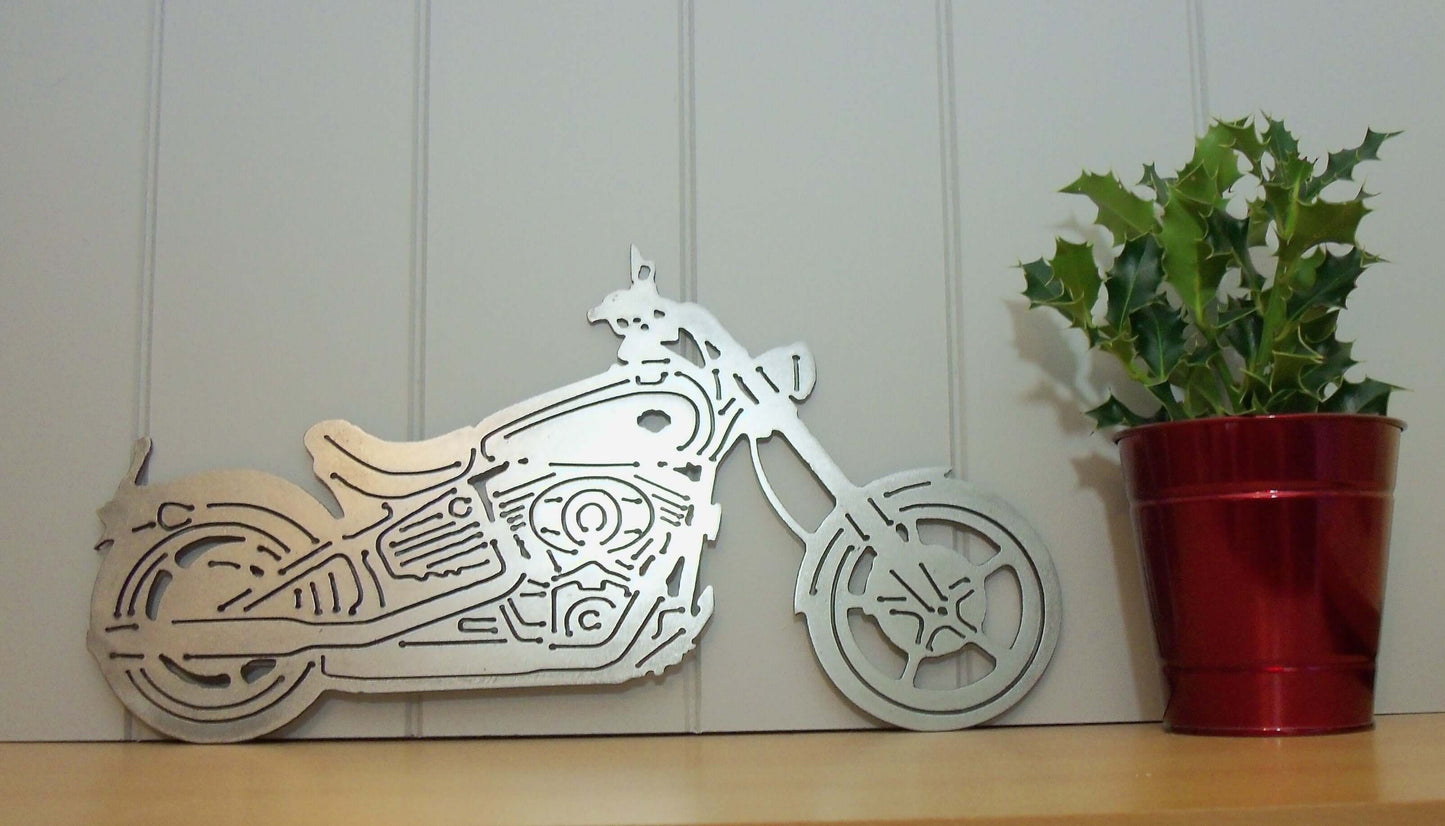 Metal MOTORCYCLE Harley Davidson Garden Ornament. Rustic Garden Decor. Metal Garden MOTORBIKE Decoration. Steel Garden Art