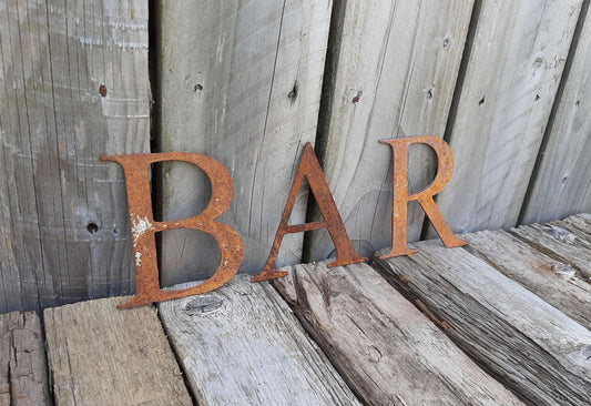 Rusty Metal Letters Numbers Symbols 5" Metal Lettering. Rustic Garden Decoration. Rusted Steel House Shop Sign. Vintage Art Decor. Optional Screw Holes