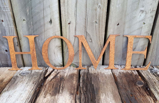 Rusty Metal HOME Sign Letters. 5" Metal Lettering. Rustic Garden Decoration. Rusted Steel Shop House Sign. Metal Garden Sign Vintage Decor.