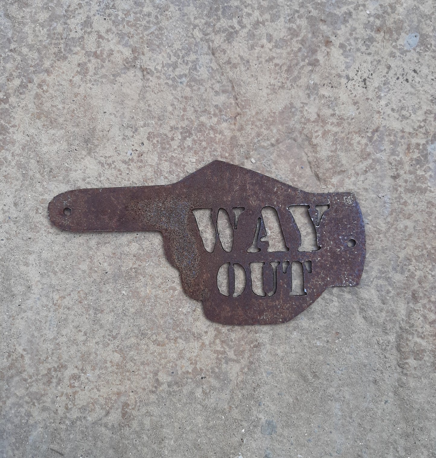 Rusty Metal HAND POINTER ARROW - 'Way Out' Left / Right / Ahead Sign Garden Ornament. Rustic Garden Decor. Metal Garden Decoration Hand.