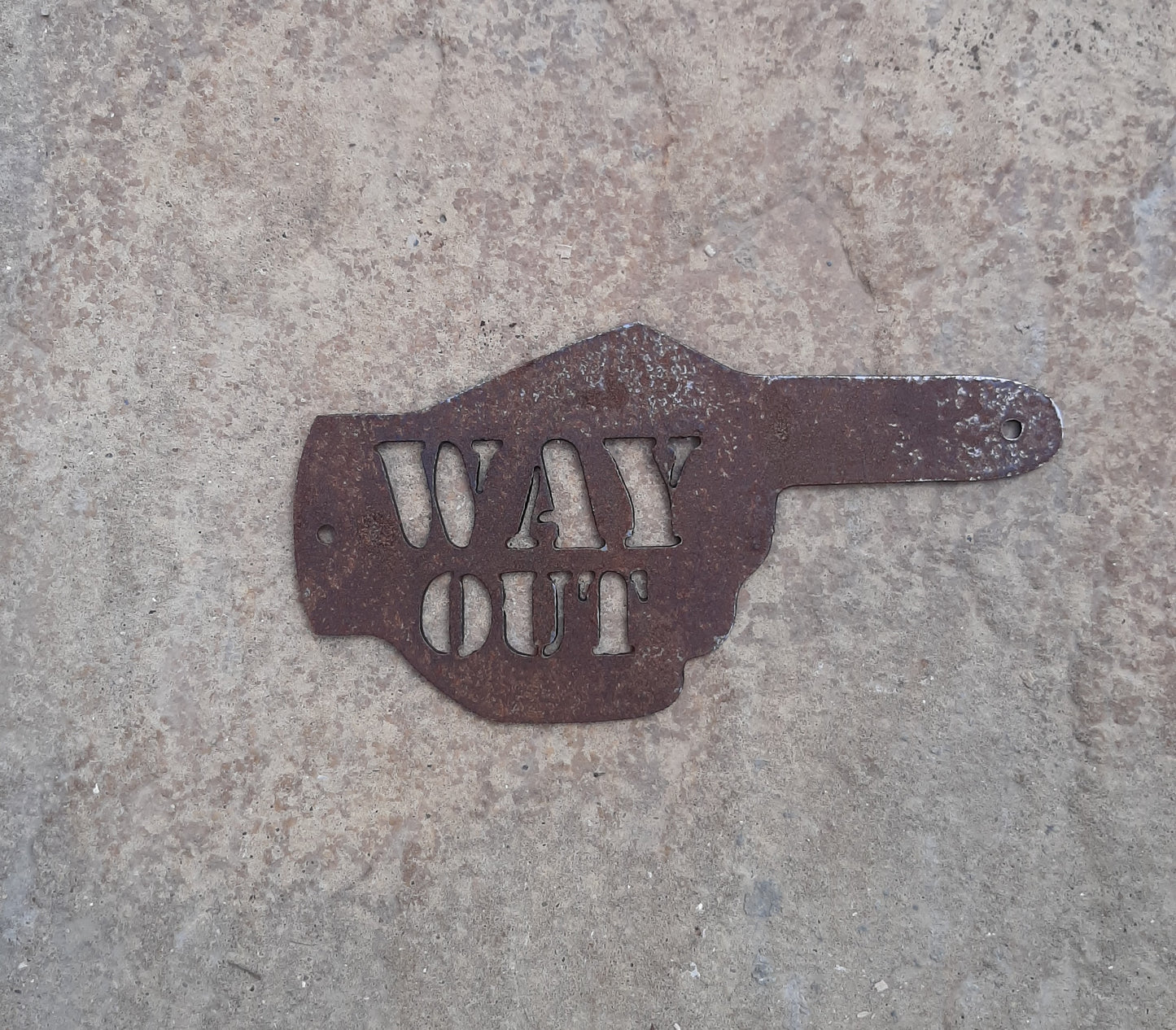 Rusty Metal HAND POINTER ARROW - 'Way Out' Left / Right / Ahead Sign Garden Ornament. Rustic Garden Decor. Metal Garden Decoration Hand.