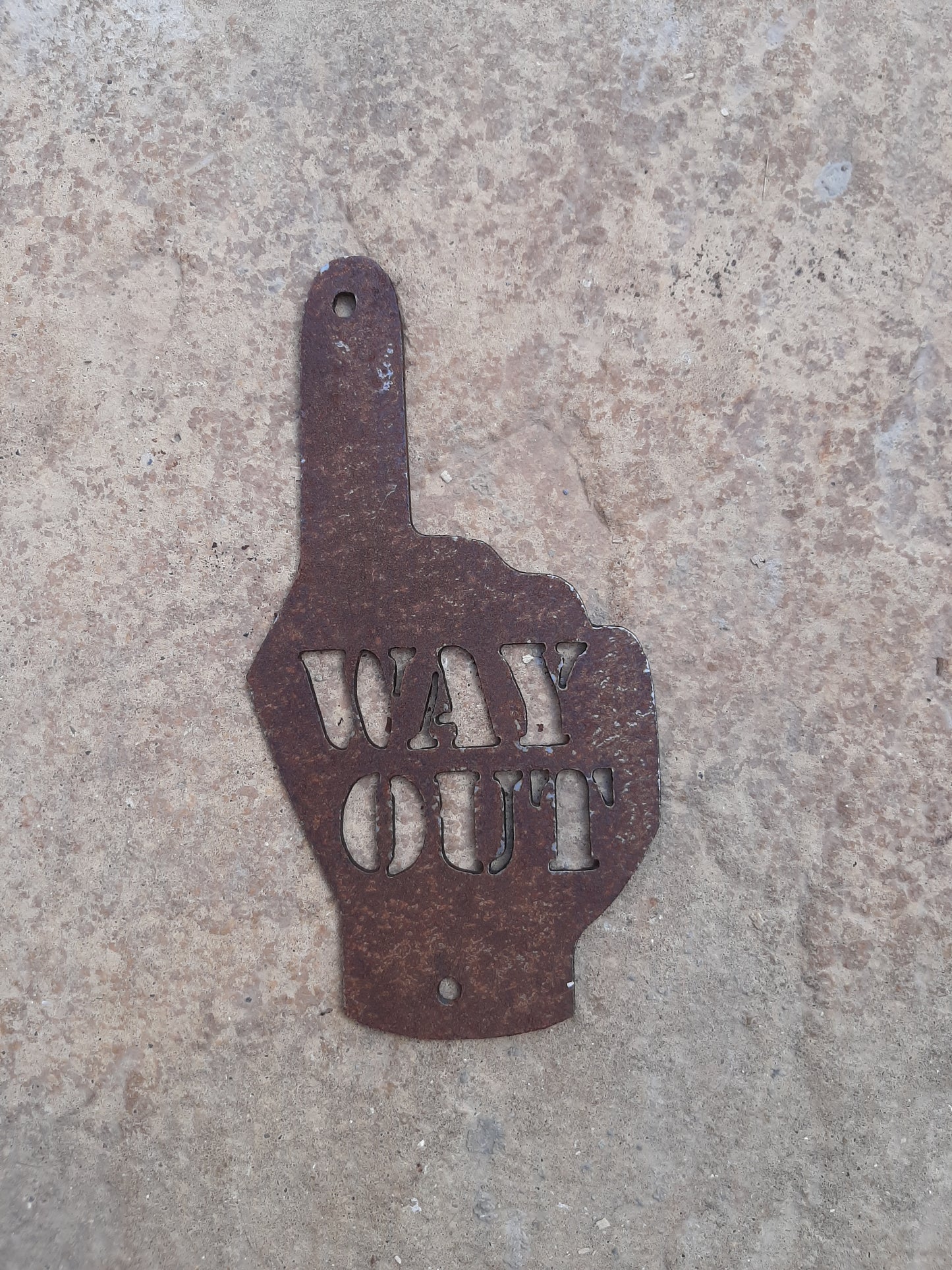 Rusty Metal HAND POINTER ARROW - 'Way Out' Left / Right / Ahead Sign Garden Ornament. Rustic Garden Decor. Metal Garden Decoration Hand.