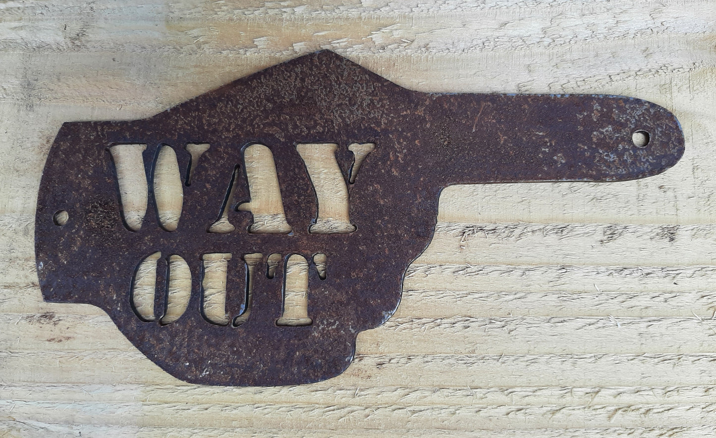 Rusty Metal HAND POINTER ARROW - 'Way Out' Left / Right / Ahead Sign Garden Ornament. Rustic Garden Decor. Metal Garden Decoration Hand.