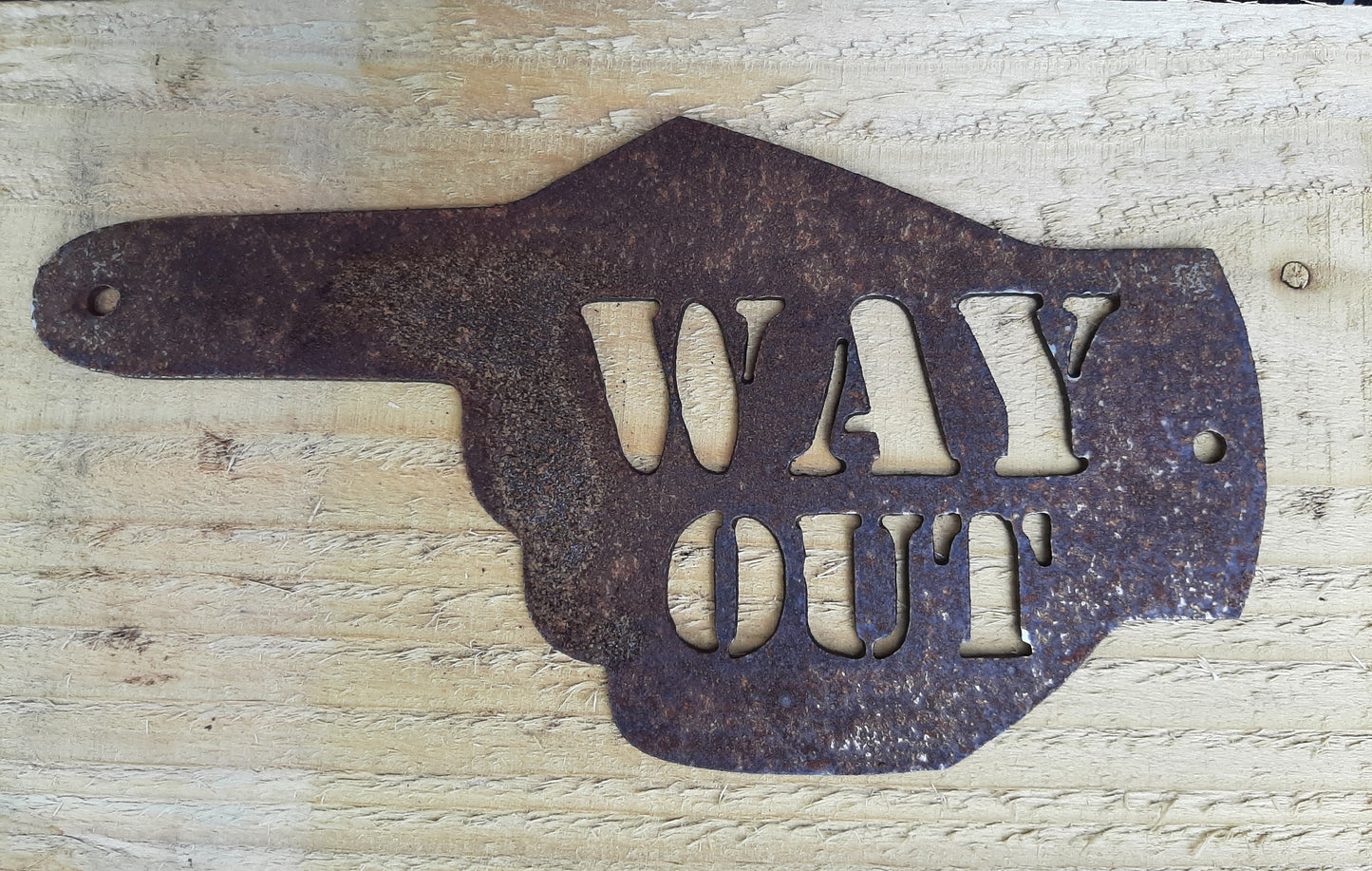 Rusty Metal HAND POINTER ARROW - 'Way Out' Left / Right / Ahead Sign Garden Ornament. Rustic Garden Decor. Metal Garden Decoration Hand.