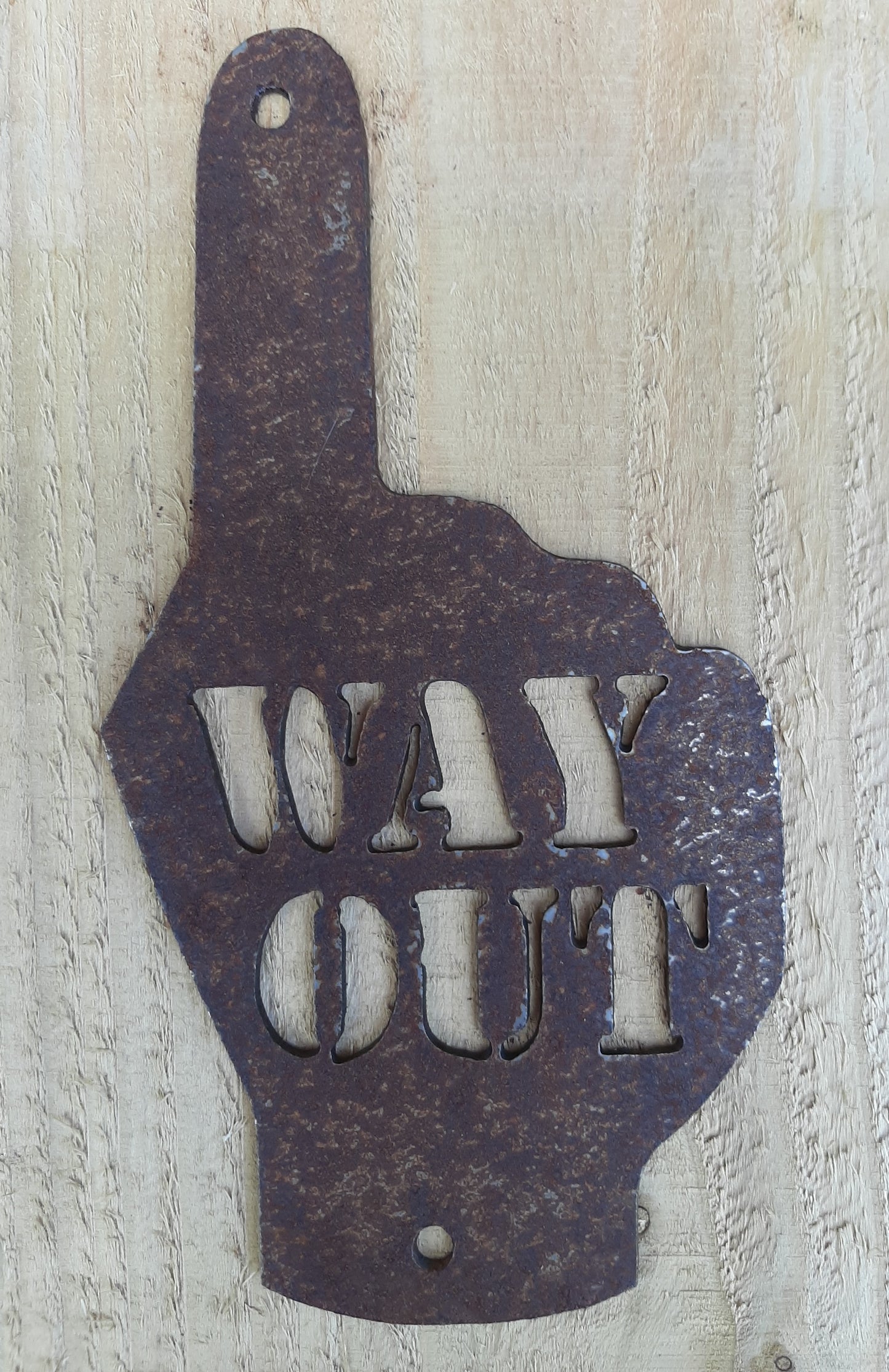 Rusty Metal HAND POINTER ARROW - 'Way Out' Left / Right / Ahead Sign Garden Ornament. Rustic Garden Decor. Metal Garden Decoration Hand.