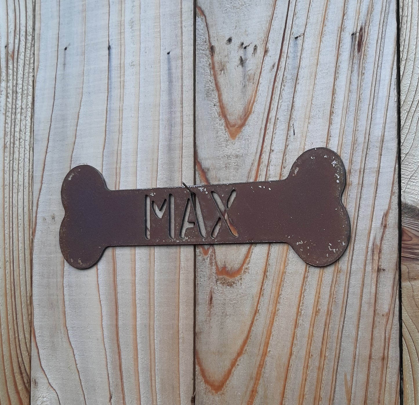 Personalised Rusty/Plain Steel Metal DOG BONE Sign Home & Garden Ornament. Rustic Dog Wall Decoration. Steel Art Decor. Gift.