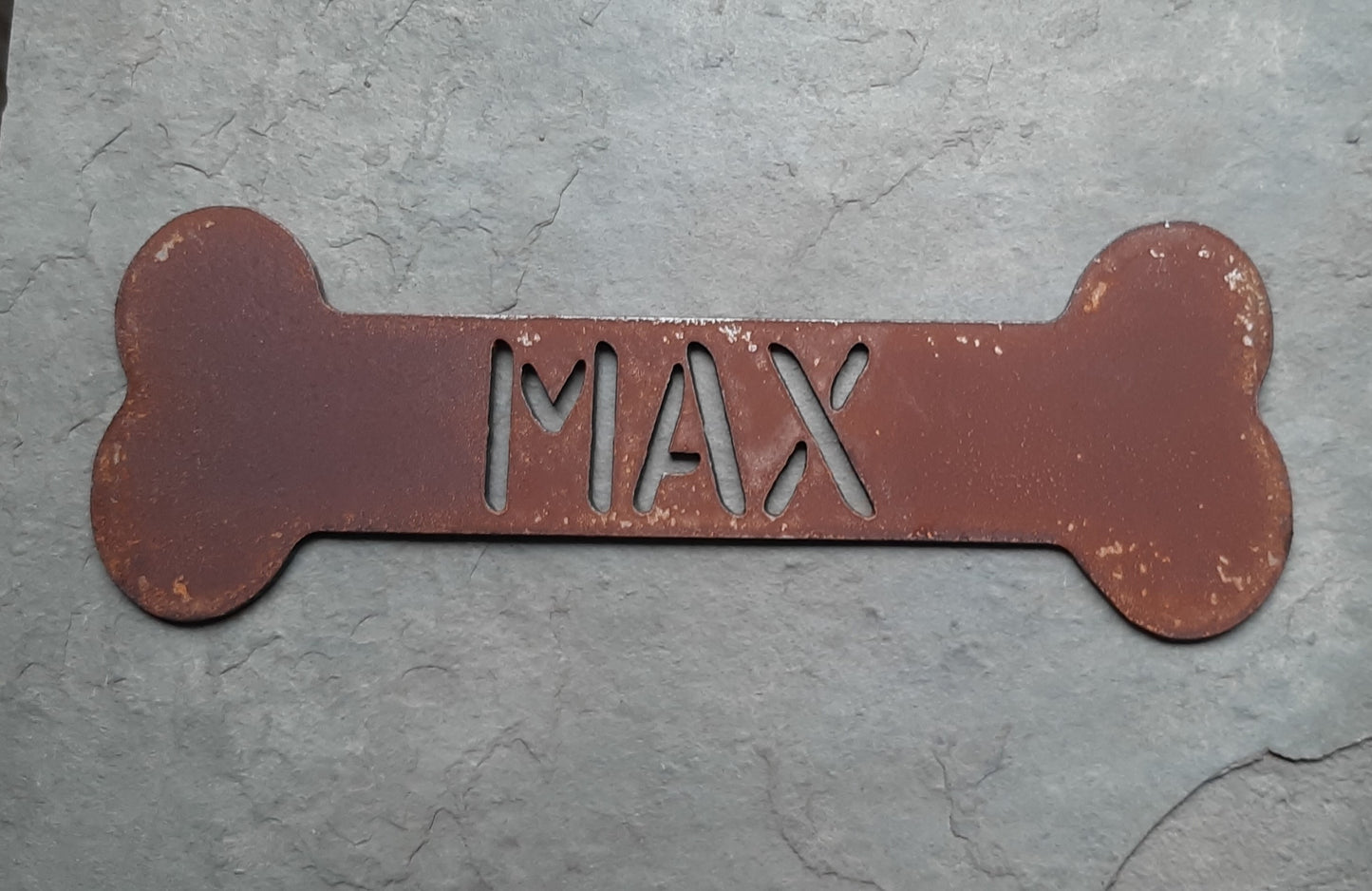 Personalised Rusty/Plain Steel Metal DOG BONE Sign Home & Garden Ornament. Rustic Dog Wall Decoration. Steel Art Decor. Gift.