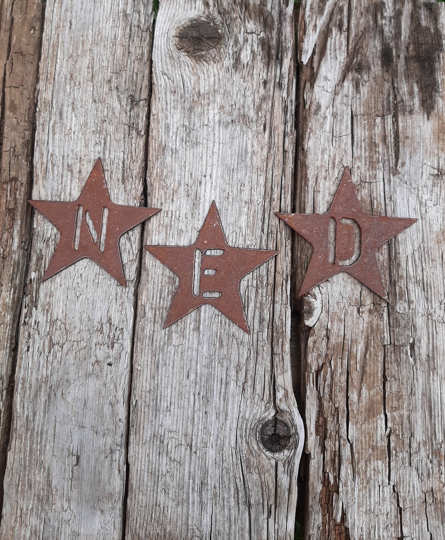 Personalised Rusty Metal SMALL STAR Rustic Garden Ornament. Letters/Numbers/Heart. Rusted Steel Garden Art Decor. Metal Hanging Decoration.