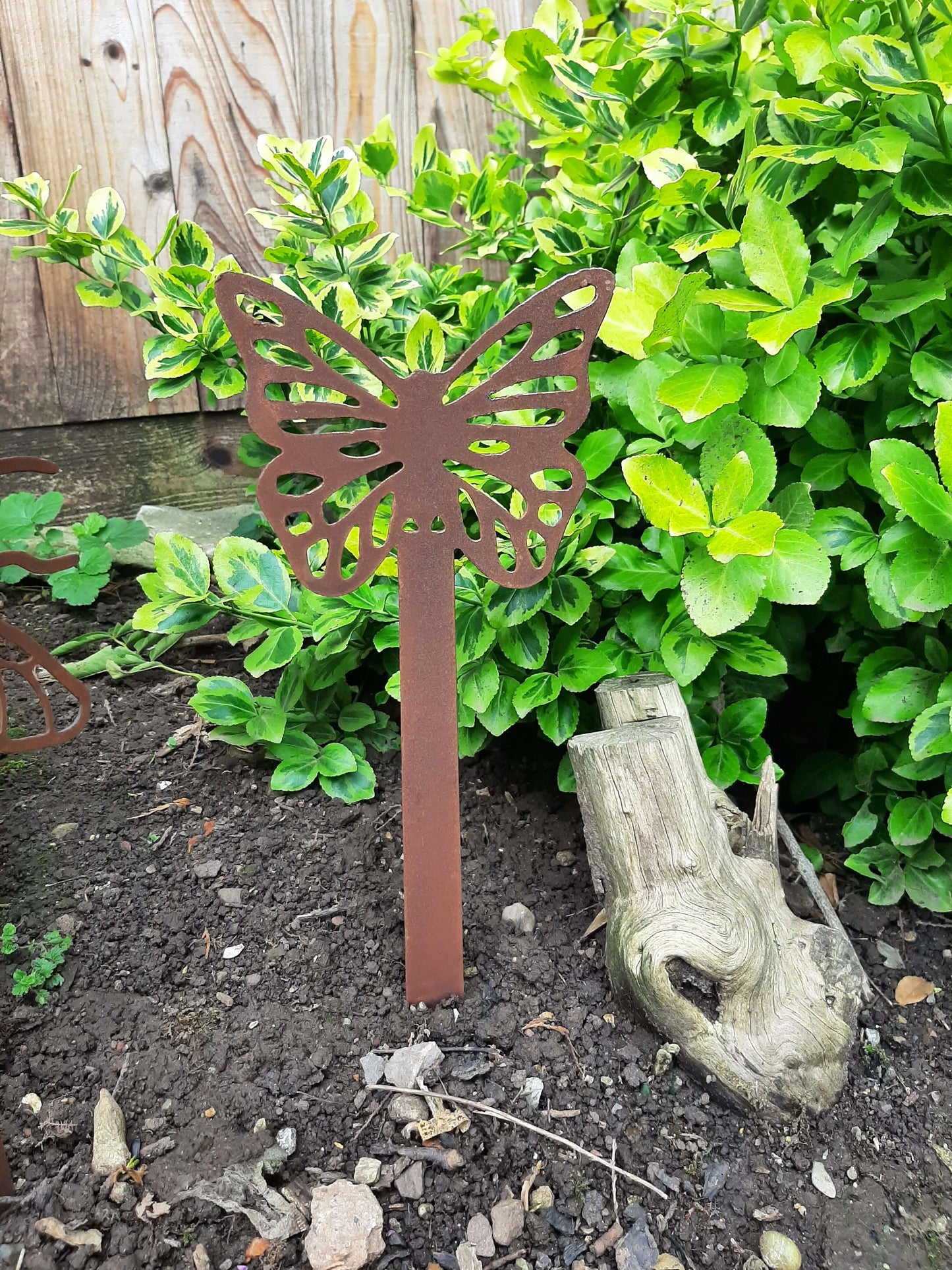 Rusty Metal BUTTERFLY Garden Stake. Rustic Plant Pot Ornament. Metal Garden Butterfly Decoration. Rusted Steel Garden Art. Birthday Gift.