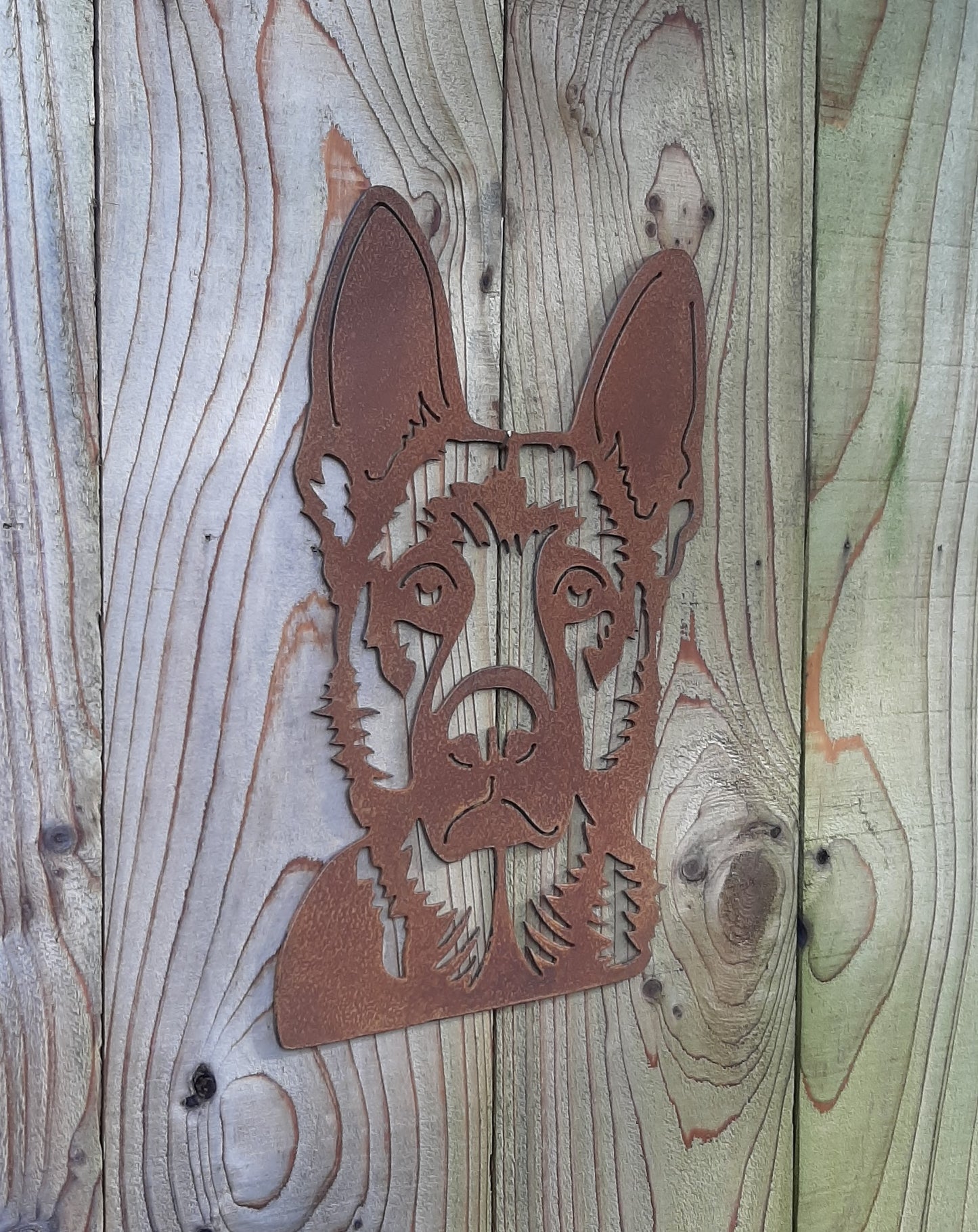 Rusty Metal GERMAN SHEPHERD DOG Face Garden Ornament. Rustic Garden Decor. Metal Garden Dog Decoration. Rusted Steel Garden Art. Vintage Gift.