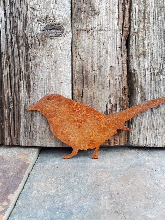 Rusty Metal WREN Bird Garden Ornament. Rustic Garden Decor. Metal Garden Bird Decoration. Rusted Steel Garden Art. Birthday Gift for Mum.