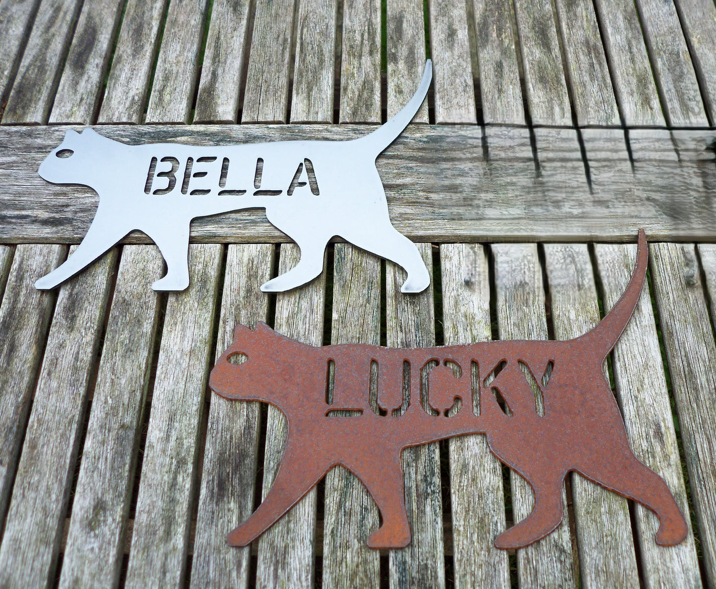 Personalised Rusty/Plain Steel Metal CAT Sign Home & Garden Ornament. Rustic CAT Wall Decoration. Steel Art Decor Plaque.