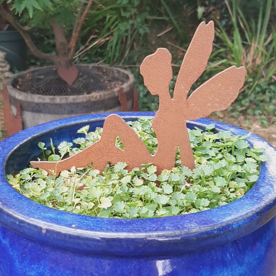 Industrial-style Rusted Steel Fairy, handmade from 2mm thick steel and finished using our unique rusting process. 